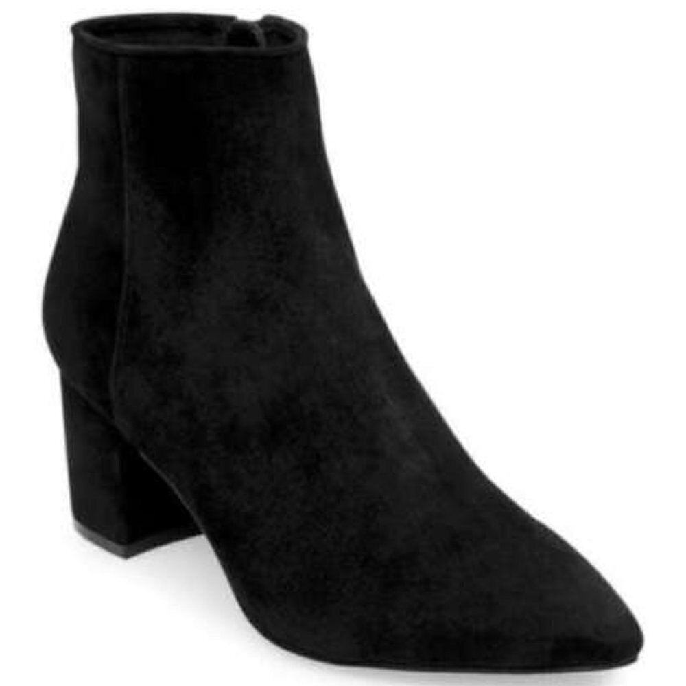 Steve Madden Rey Black Suede Ankle Boot Block Heel Booties Women's Size 7M